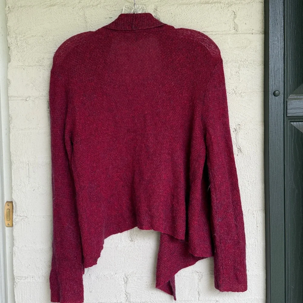 Eileen Fisher Cranberry Red Lightweight Wool/Mohair Open Cardigan Size Small - Picture 5 of 10